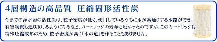 4層構造の高品質圧縮固形活性炭カートリッジ
