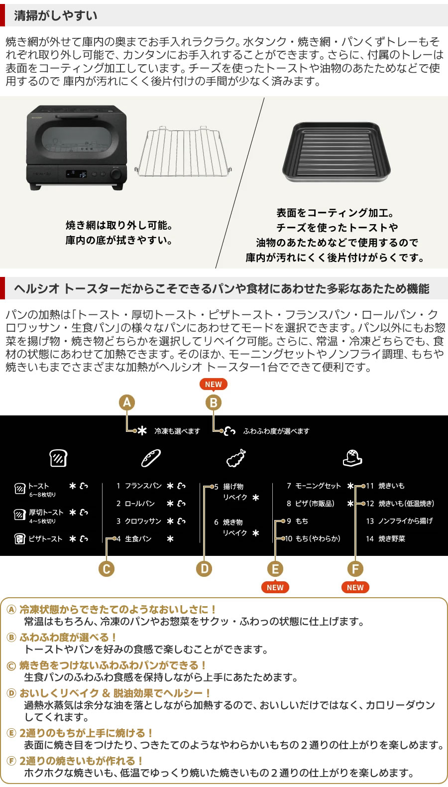 ヘルシオトースターAX-WT1はお手入れがしやすくラクラク