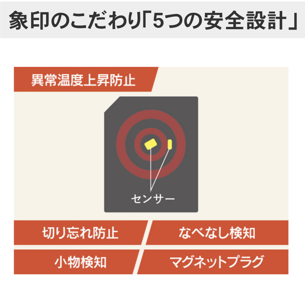 象印 卓上IHクッキングヒーター EZ-KG26の象印のこだわり「5つの安全設計」01