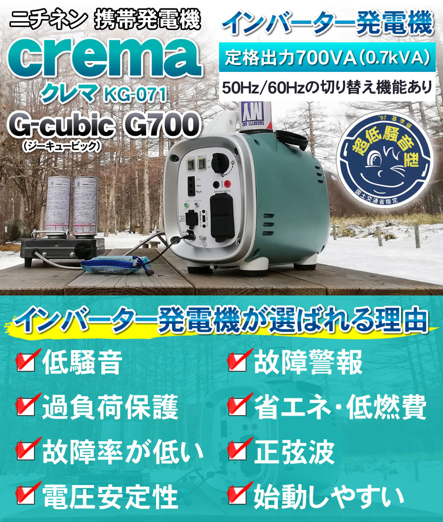 ニチネン発電機G-CubicジーキュービックKG-071