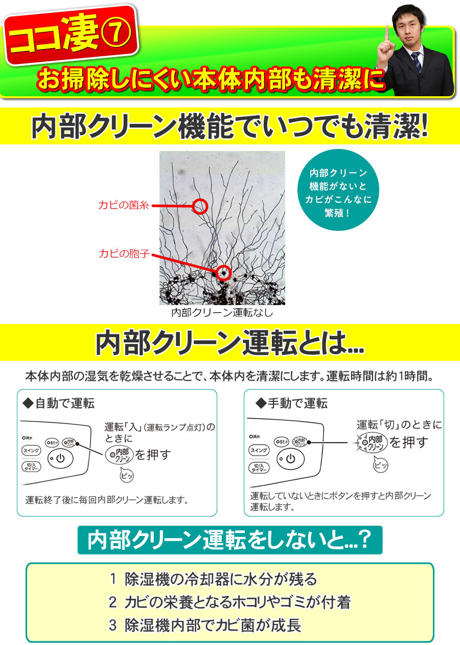 三菱電機MJ-P180YXはお掃除しにくい本体内部も清潔