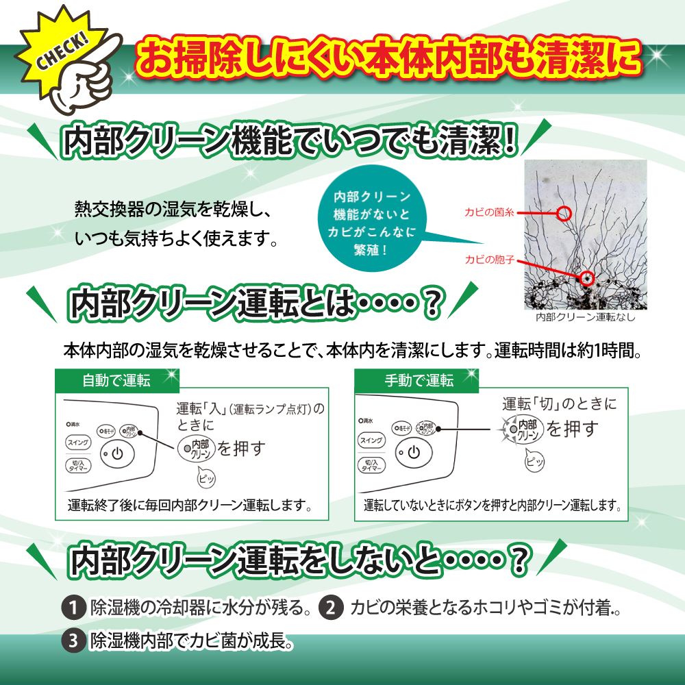 三菱電機 衣類乾燥除湿機MJ-PV250ZXはお掃除しにくい本体内部も清潔に