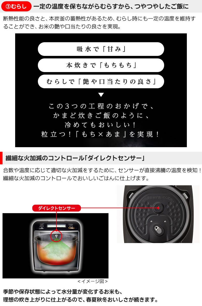 三菱電機IHジャー炊飯器NJ-VW10Gの粒立つ！「もち×あま」を作る炊飯技術