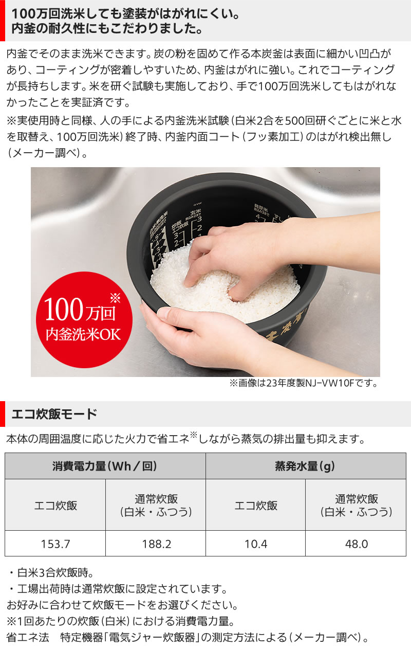三菱電機IHジャー炊飯器NJ-VW10Gのこだわりのお手入れ・使いやすさ