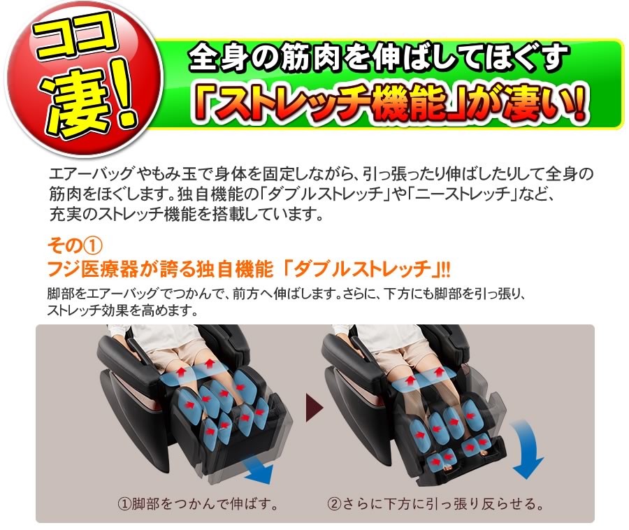 フジ医療器マッサージチェアSKS-7100のストレッチ機能が凄い